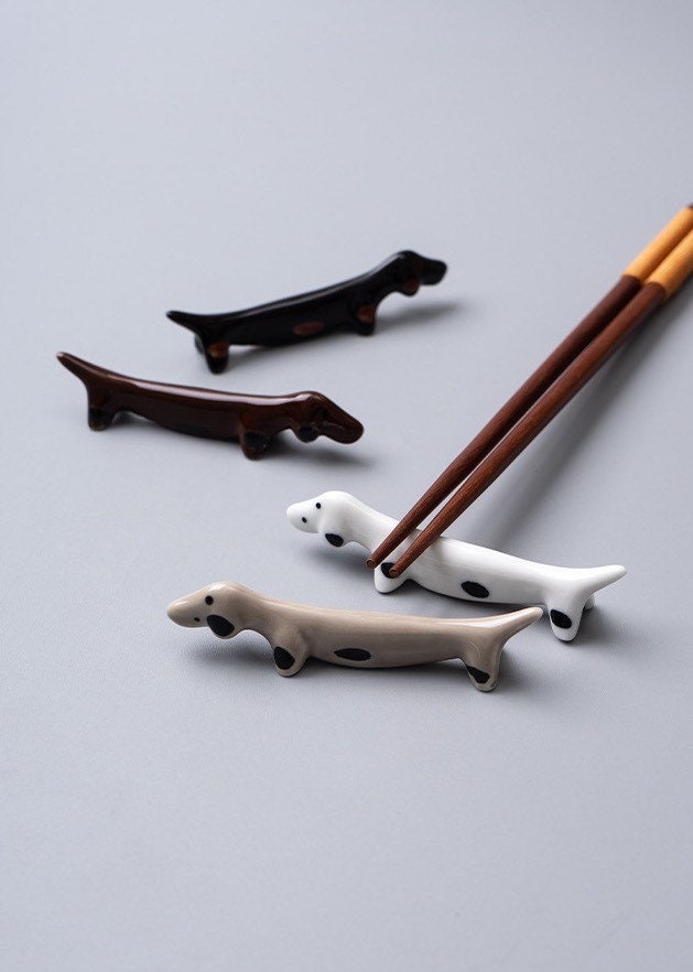 Gohobi Chopstick rest for daily use chopsticks rack dachshund dog oriental Gift ideas Table utensils