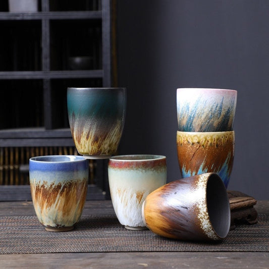 Gohobi Ceramic Japanese style hand painted teacup tableware stoneware coffee cup sake cup green tea cup