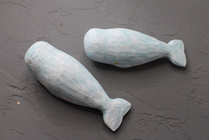 Gohobi Hand crafted wooden blue whale ornaments unique gift for him for her