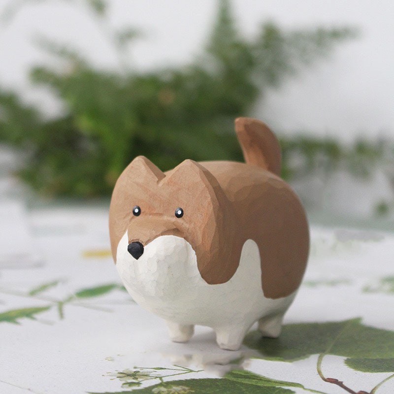 Gohobi Hand crafted wooden Wolfdog Shar Pei Corgi ornaments unique gift for him for her