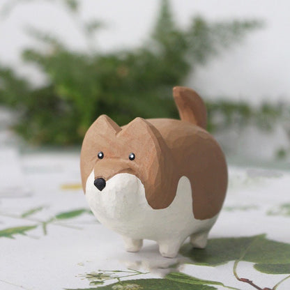 Gohobi Hand crafted wooden Wolfdog Shar Pei Corgi ornaments unique gift for him for her