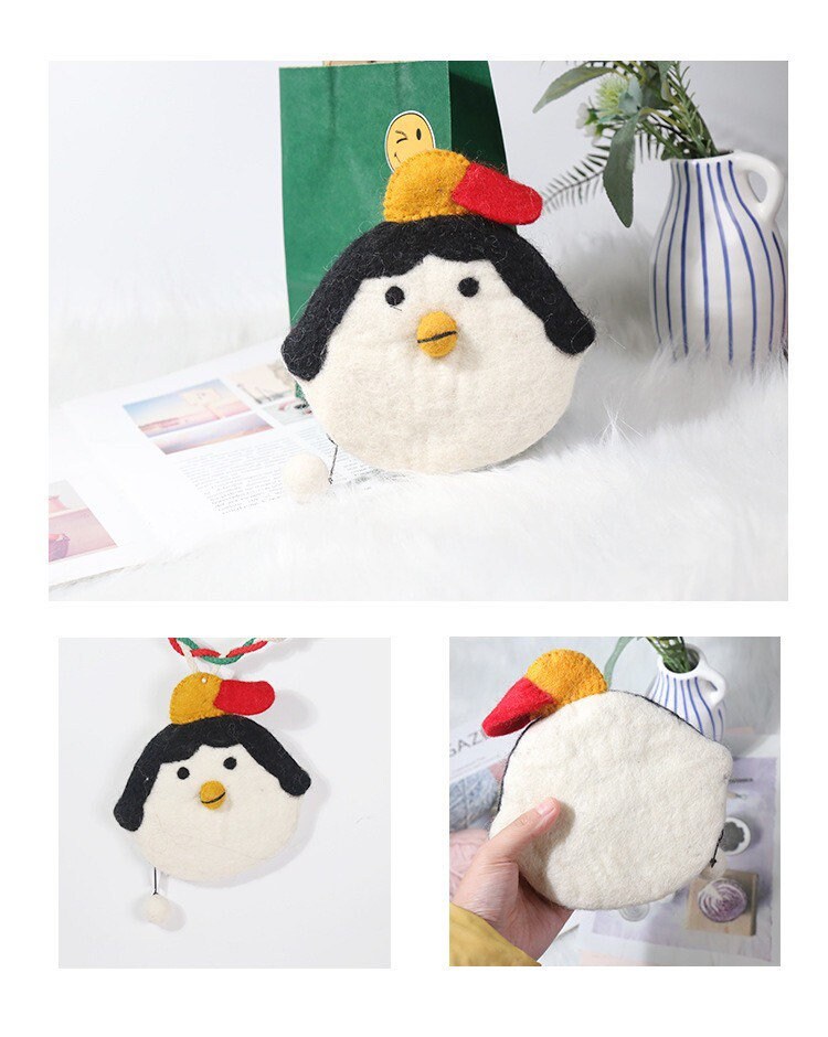 Gohobi Wool purse, Coin purse, Animal purse, pouches, gift for her, gift for him, cat, elephant, fox, dog, panada, monkey