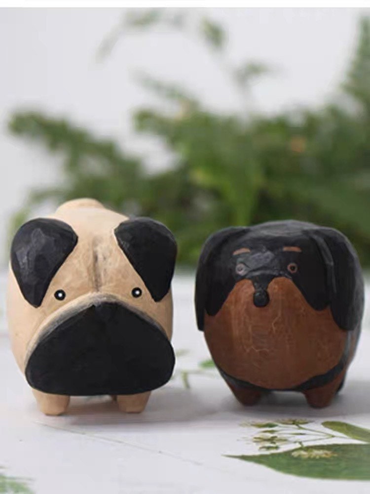 Gohobi Hand crafted wooden Wolfdog Shar Pei Corgi ornaments unique gift for him for her