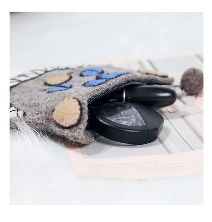 Gohobi Wool purse, Coin purse, Animal purse, pouches, gift for her, gift for him, cat, elephant, fox, dog, panada, monkey