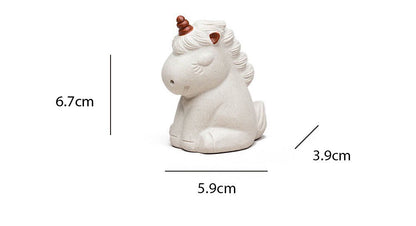 Gohobi Handmade unicorn ornaments white horse Tea pets ceramic YiXing clay  Chinese Gongfu tea Japanese Korean Chado unique ornaments