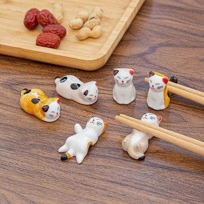 Gohobi Chopstick rest for daily use chopsticks rack cat oriental Gift ideas Table utensils