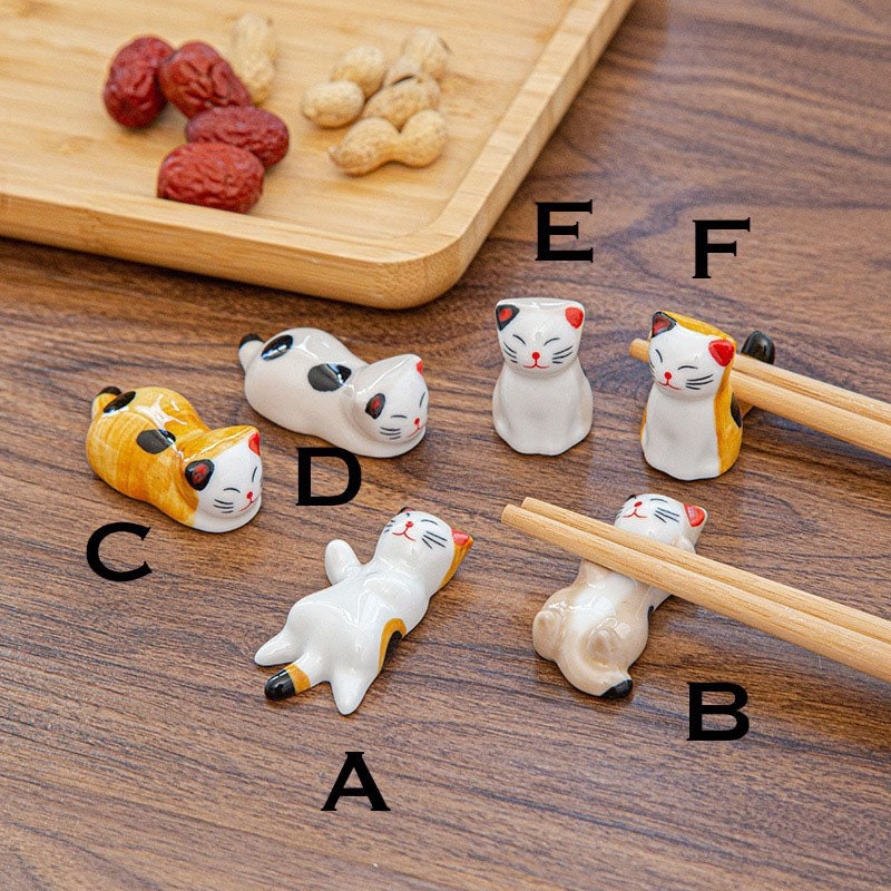 Gohobi Chopstick rest for daily use chopsticks rack cat oriental Gift ideas Table utensils