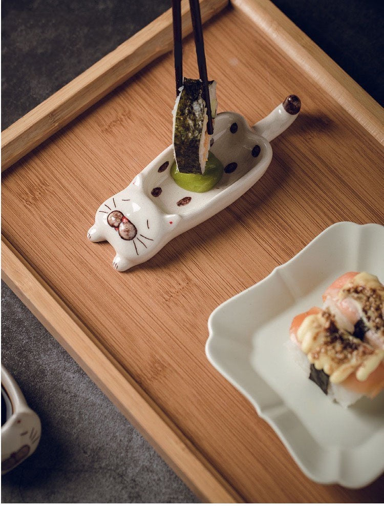 Gohobi cat chopstick rest for daily use chopsticks rack cat oriental Gift ideas Table utensils