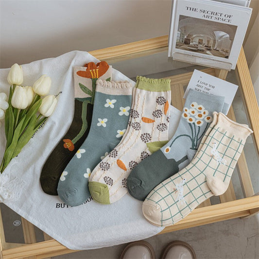 Floral cotton socks